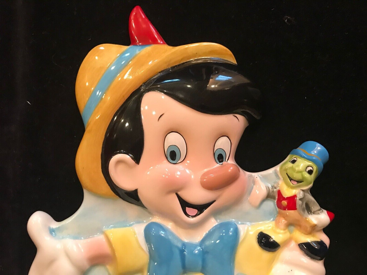 動作確認済2005年当時物 K-PREMIUM Dynamiteフィギュア付時計 Schmid Disney Treasures Collection Pinocchio Jiminy Cricket Wall