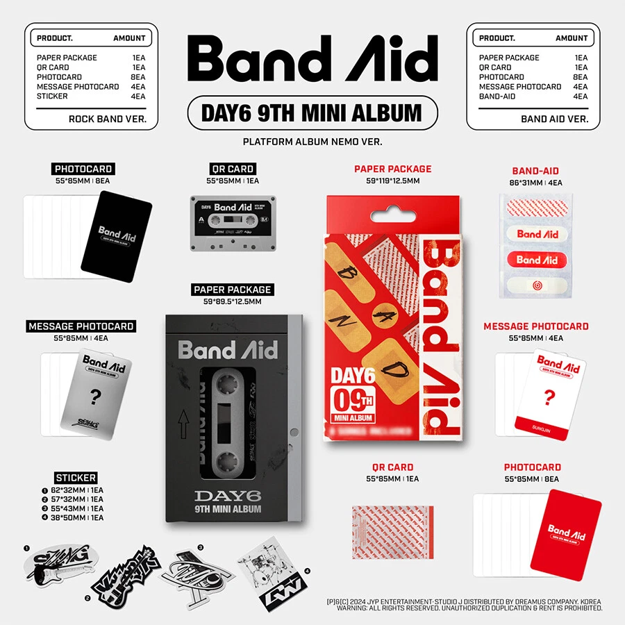 DAY6 BAND AID 9th Mini Album PLATFORM 2 Ver SET/2 QR Card+24 Photo