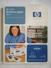 HP Tri-fold Glossy Brochure Paper Inkjet 100 Sheet 8.5x11 44lb Bond 