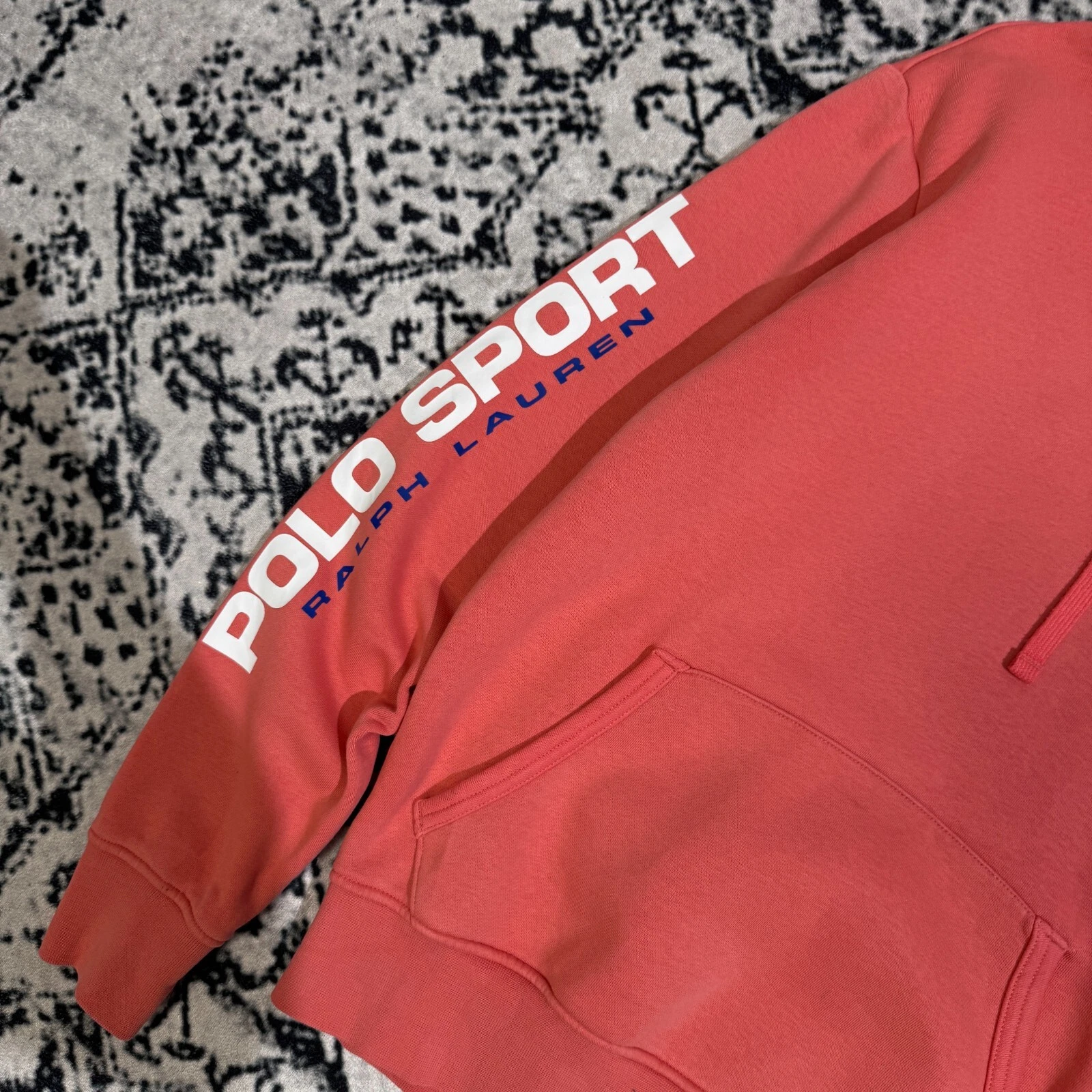 GUCCI Felpa con cappuccio vintage Ralph Lauren unisex rosa cotone taglia XS polo sport logo Y2K anni 90