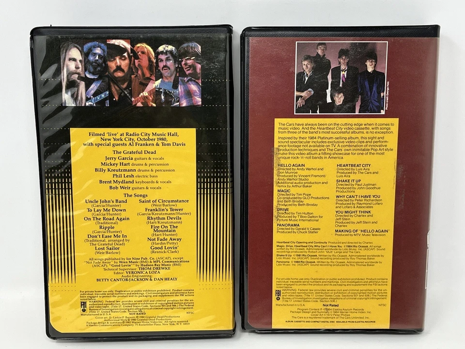 Vintage Music VHS lot, VH1, Grateful Dead, The Cars, The Moody Blues TESTED - Image 3 of 4