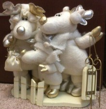 Holiday White Plush Reindeer Figurine Decor - Christmas Decoration