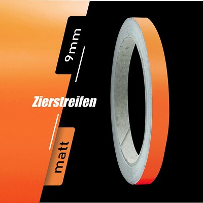 Zierstreifen Matt orange 9mm Aufkleber Länge 10m Auto Boot Klebeband Sticker