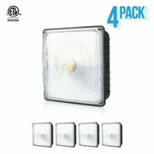 4 x PARMIDA 70W Canopy Light Dimmable Waterproof DLC/ETL 5000K Garage in Black