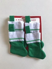 Holiday Christmas 4 Mini Stockings Green H