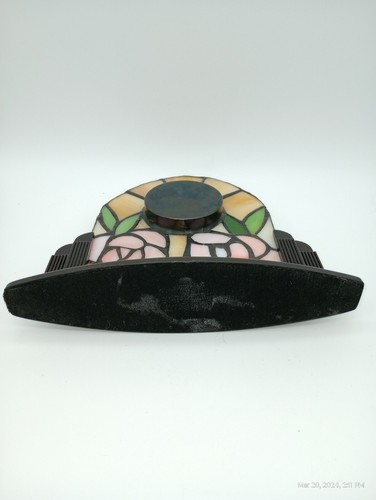 LINDEN Table Clock "Tiffany" Inspired Genuine Stained Glass Floral Glass - Picture 3 of 3