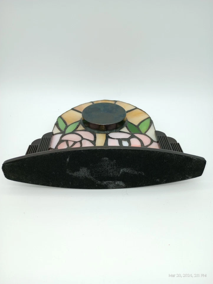 Reloj de Mesa LINDEN "Tiffany" Inspirado Genuino Vitral Vidrio Floral Foto 3 de 3