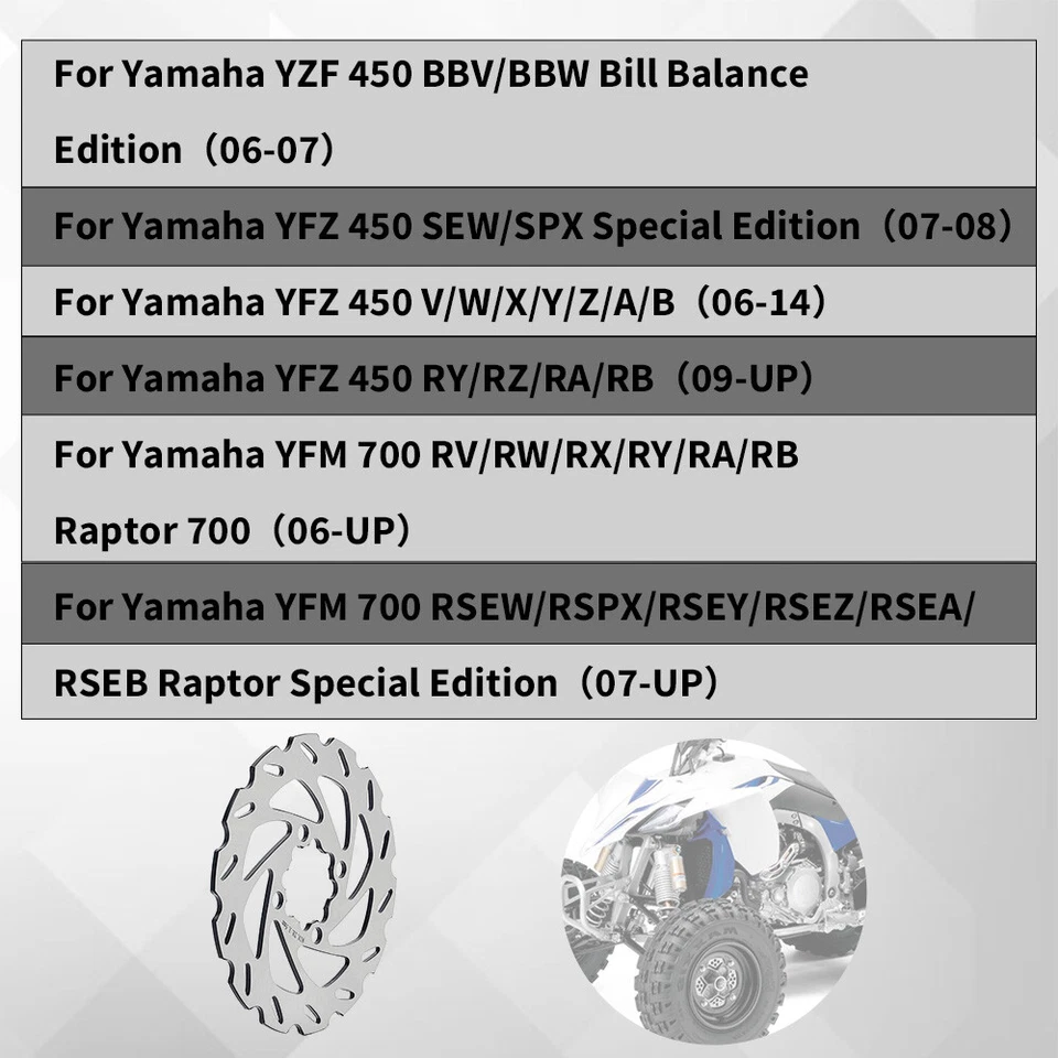 Rear Brake Disc Rotor For Yamaha Raptor 700 700R YFM700R 06-25 YFZ 450 YFZ 450R - Image 4 of 4