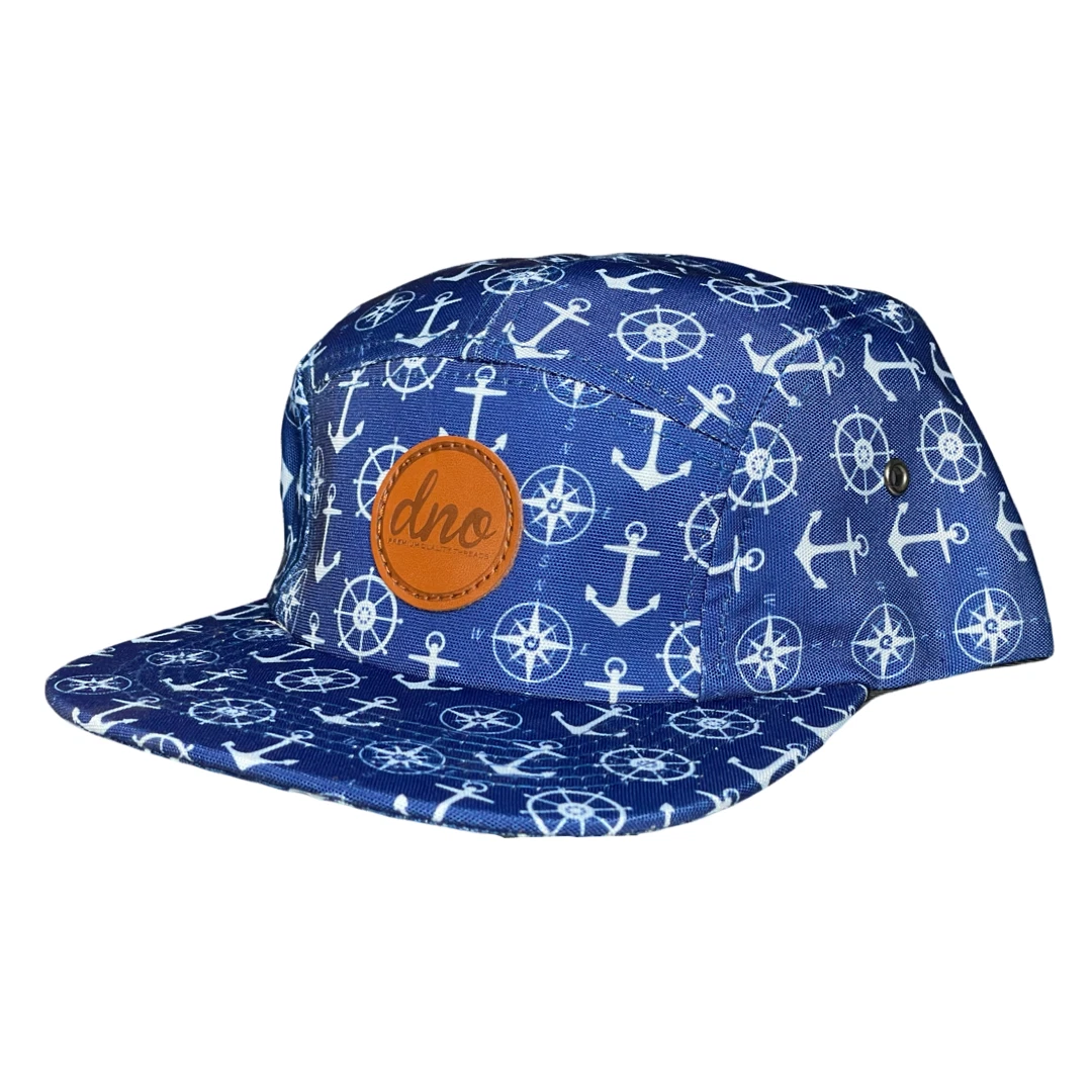 DNO Captain 5 panel hat Baseball cap with Adjustable leather strap