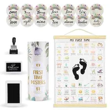 Newborn Baby Handprint Footprint Keepsake Kit with Milestone Cards Gift Set