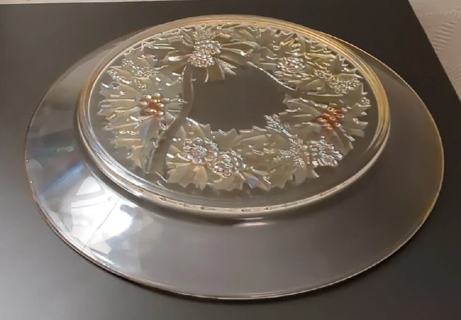 Plato de corona de Navidad de vidrio Sasaki PM 17 12,5" rosa pálido - verde y rojo Foto 4 de 4