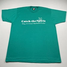 Vintage T Shirt Mens XL Green Single Stitch S/S Tee Jesus Religion Screen Stars