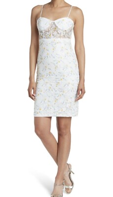 nordstrom lace bodycon dress NSR Fitted Corset Lace Size L Bodycon Dress White Ditsy Floral Nordstrom  NWT