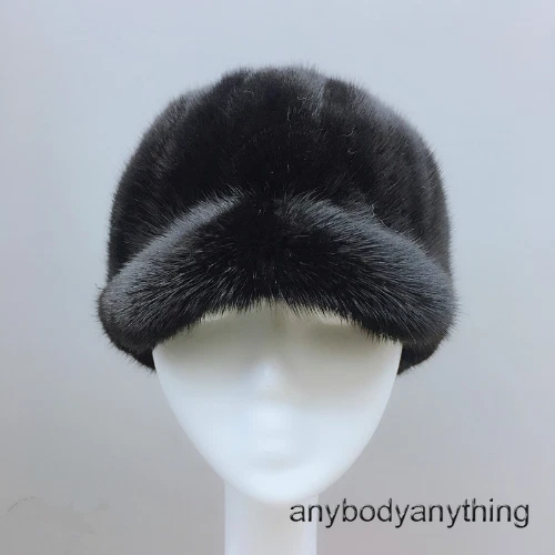 Echtes Nerz Pelz Herren Damen flache Mütze Winter warm Baseballkappe Schirmmütze Straße Hip Hop - Bild 21 von 29