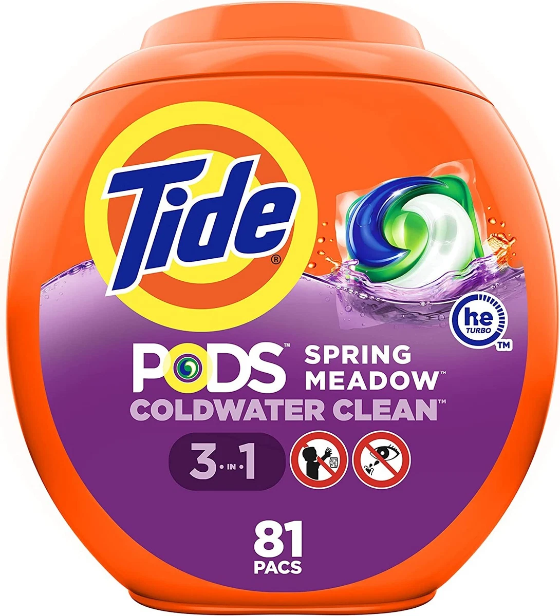 Tide PODS 3 in 1 HE Turbo Laundry Detergent Pacs Spring Meadow Scent 81 Count
