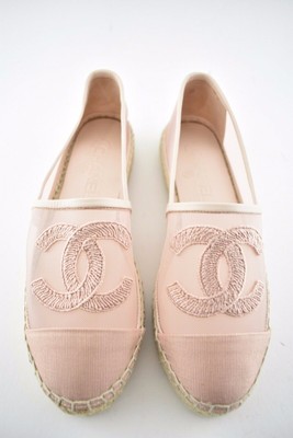 chanel pink mesh espadrilles