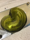 Vintage Retro Blenko Green Glass Dish Bowl Amoeba Kidney Free Form  966