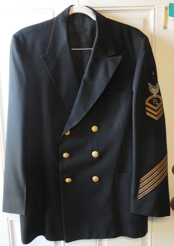 1960s Vietnam US Navy Senior CPO Ops Spec Dress Pea Coat Bullion Rank Insignia