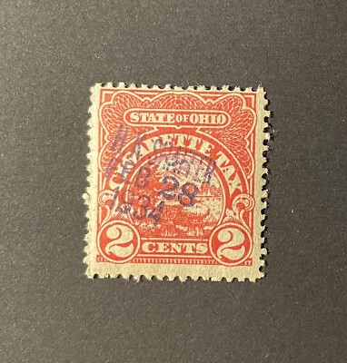 Ohio State Revenue 2 cents Cigarette Tax #C2 red H.K. Shaffer Co. Feb 28,  1934