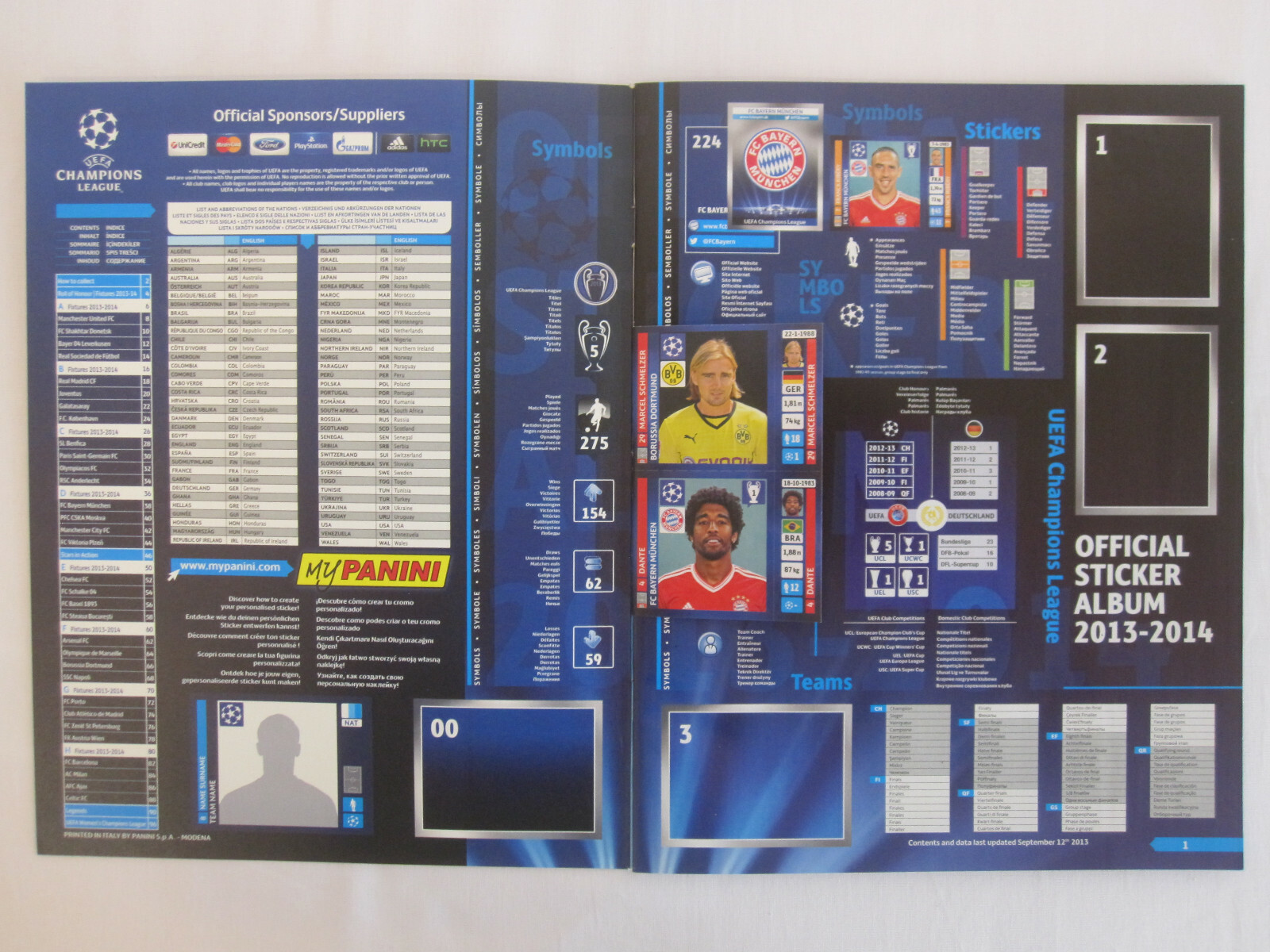 Thumbnail - Panini Uefa Champion League 2013 - 2014 13/14 Leeralbum Deutsche