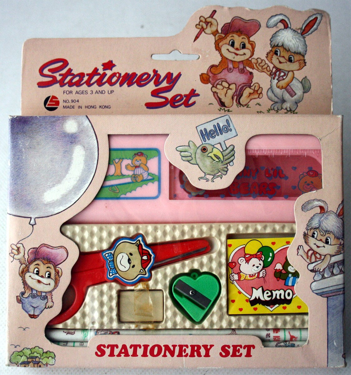 【コレクターアイテム】 80s VINTAGE EXPLOLER用ソフトケース VINTAGE 80'S FUNNY L'IL BEARS STATIONERY SET PENCIL CASE MEMO HONG