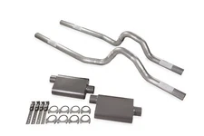 Dual Exhaust Kit 2.5" 2 Chamber Mufflers Rear Exit Fits 73 to 79 Ford F-Series