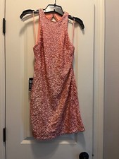 NWT Express Sequined Dress Coral Open Back Size 0 Retails $79.90