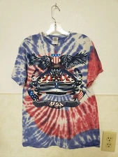 Vintage Tie Dye T-Shirt Legendary USA Power Hot Rod Drag Car 100% Cotton Merica
