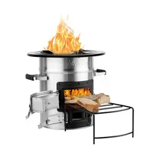 Skyflame Camping Rocket Stove, Stainless Steel Wood Burning Stove Portable Ca...