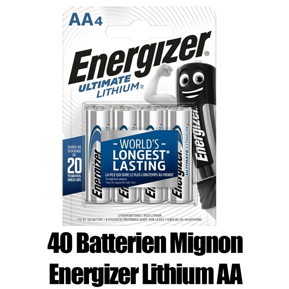 40 x Energizer Ultimate Lithium AA Mignon Batterie FR6 L91 im Streifen - Bild 1 von 1