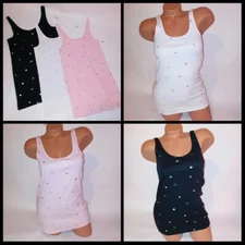 GAP Womens Tank Top Gold Silver Stars Pink Black White Sleeveless Stretch
