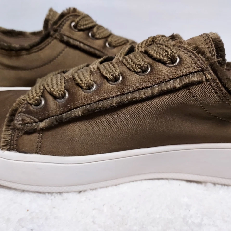 Mossimo Supply Satin Sneakers Womens Sz 11 Skater Shoes Fringed Y2K Grunge Grn - Image 3 of 4