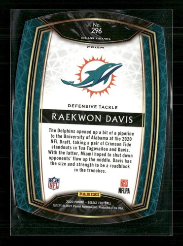2020 Select Club Level Neon-Green Die-Cut Raekwon Davis - Picture 2 of 2
