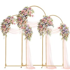 Wedding Arch Backdrop Stand Set of 3, Gold Metal Arch Backdrop Stand 7.2FT  ...