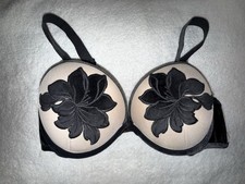 Victoria's Secret Velvet Push-Up Bra Women 38C Push-Up Underwire Black Floral