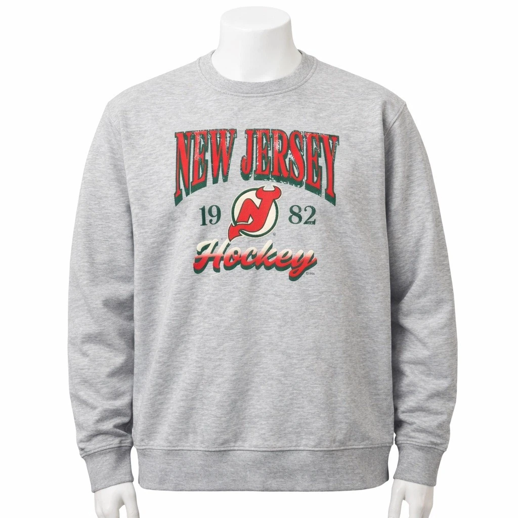 Fanatics New Jersey Devils Gris LG – Sweat à Capuche Vintage Pour Homme, Look Rétro NHL