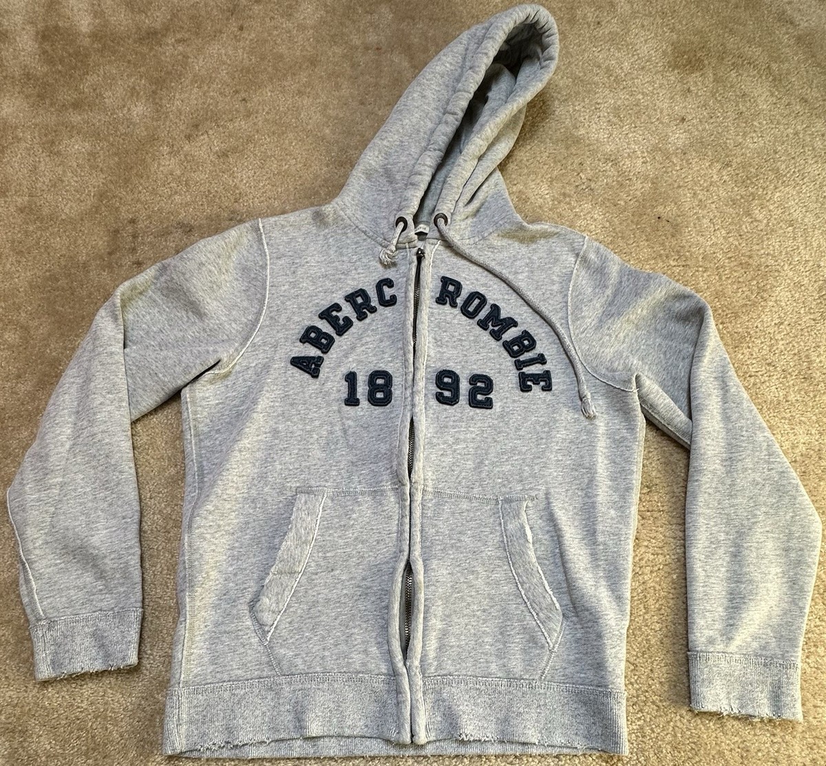 Abercrombie & Fitch Y2K Hoodie Mens L Full Zip Muscle Gray | eBay