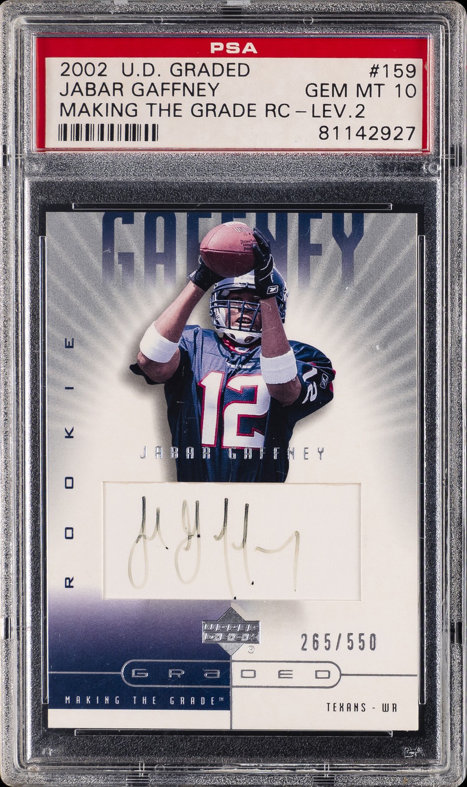 Jabar Gaffney Upper Deck Graded #159 Making the Grade RC-Lev.2