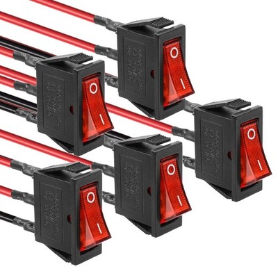 QTEATAK 5Pcs AC 250V/15A, 125V/20A Red 250V/15A - Pre-Wired, 
