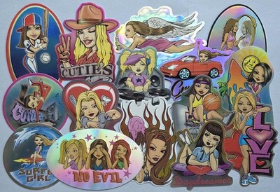 15 Rare VTG Die Cut 2002 Cuties #2 Vending Machine Stickers by Mr. Cartoon, NOS