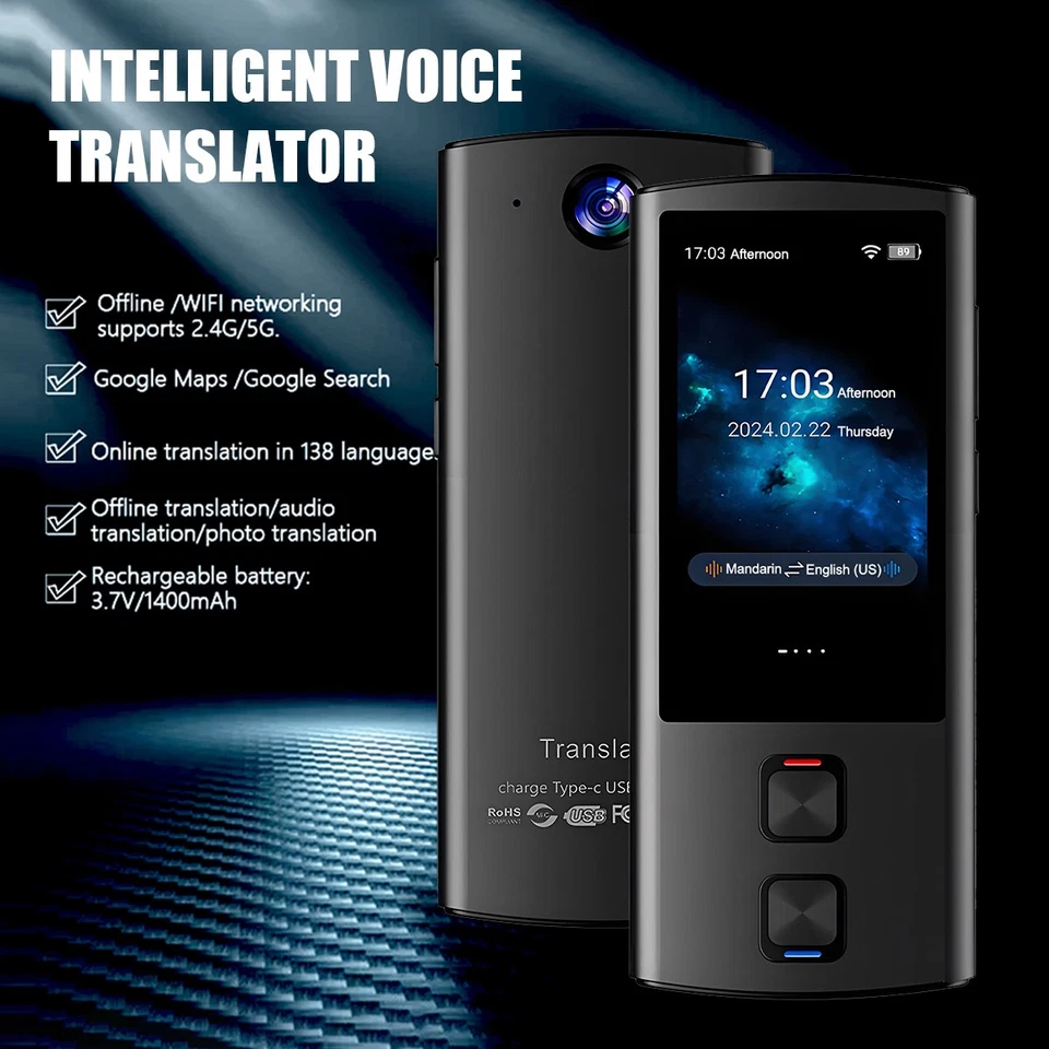 Offline Smart WiFi Translator Voice Translation Bluetooth 138 Language w/ Camera - Image 2 of 4