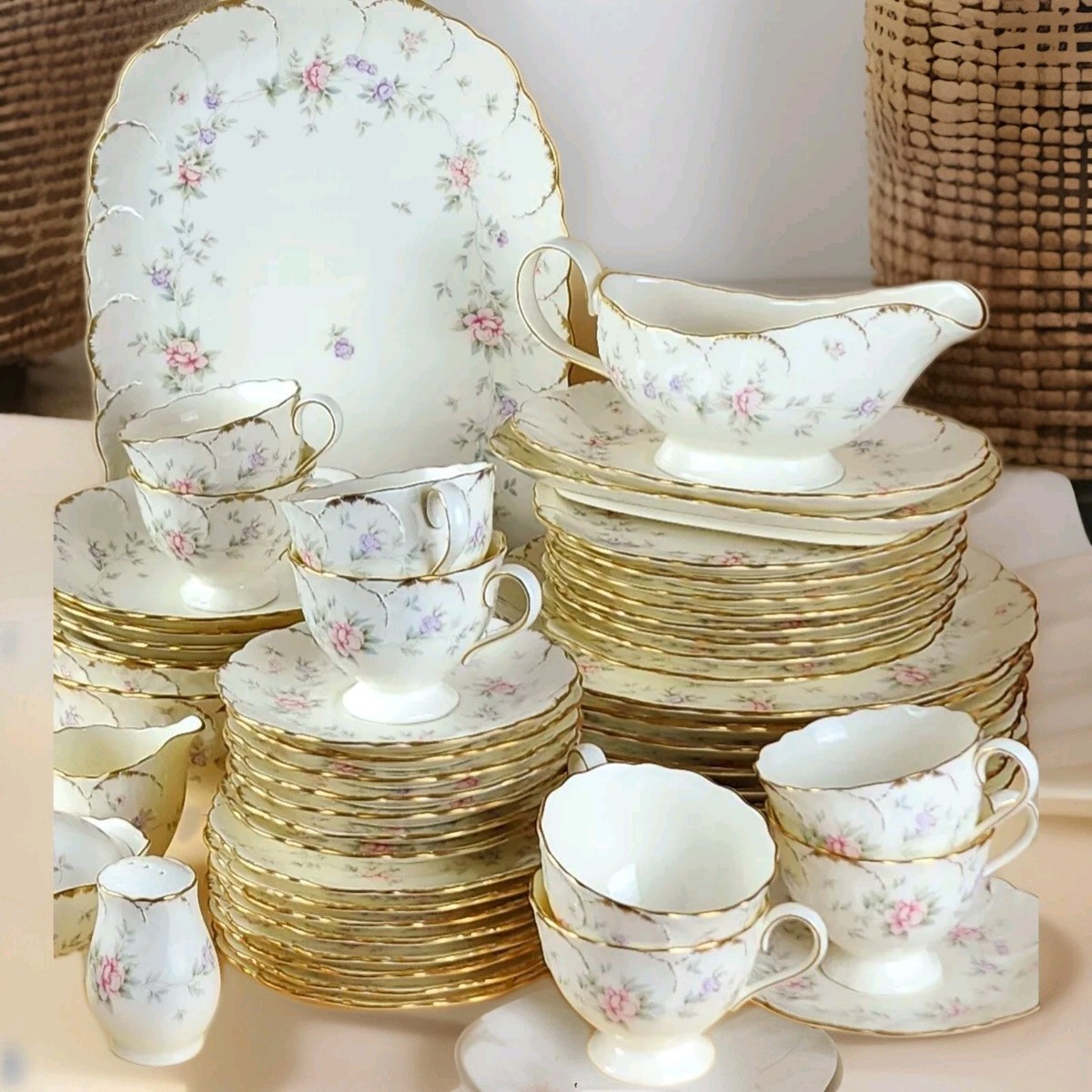 MIKASA Remembrance, 58 Piece Starter Dinnerware Set, Ivory Bone