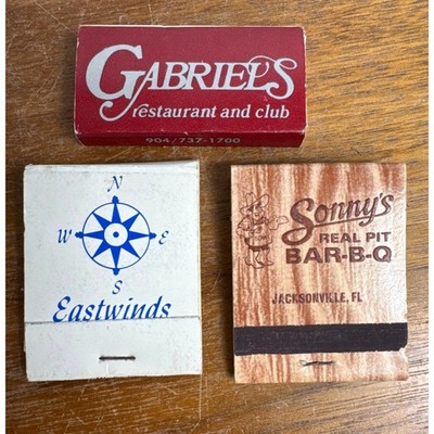 Vintage Jacksonville Florida Matchbook Lot Sonny's BBQ Eastwinds Gabriel's FL