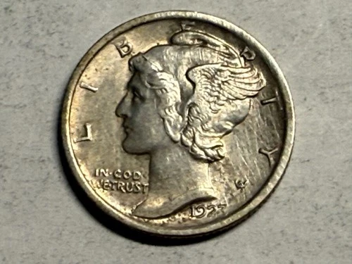 1923 MERCURY silver U.S. dime. AU. #q1