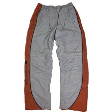 Vintage 90s Tommy Hilfiger Track Pants Striped Spell Out Gray Orange Size Large