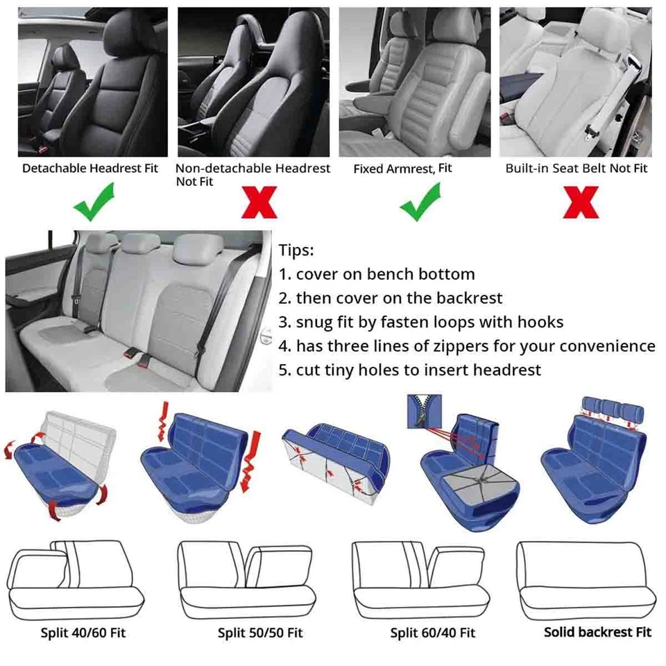 For Audi A2 A3 A4 A5 A6 A7 A8 Quattro Seat Cover 5 Seats Full Set PU Black+ Blue Foto 2 de 4