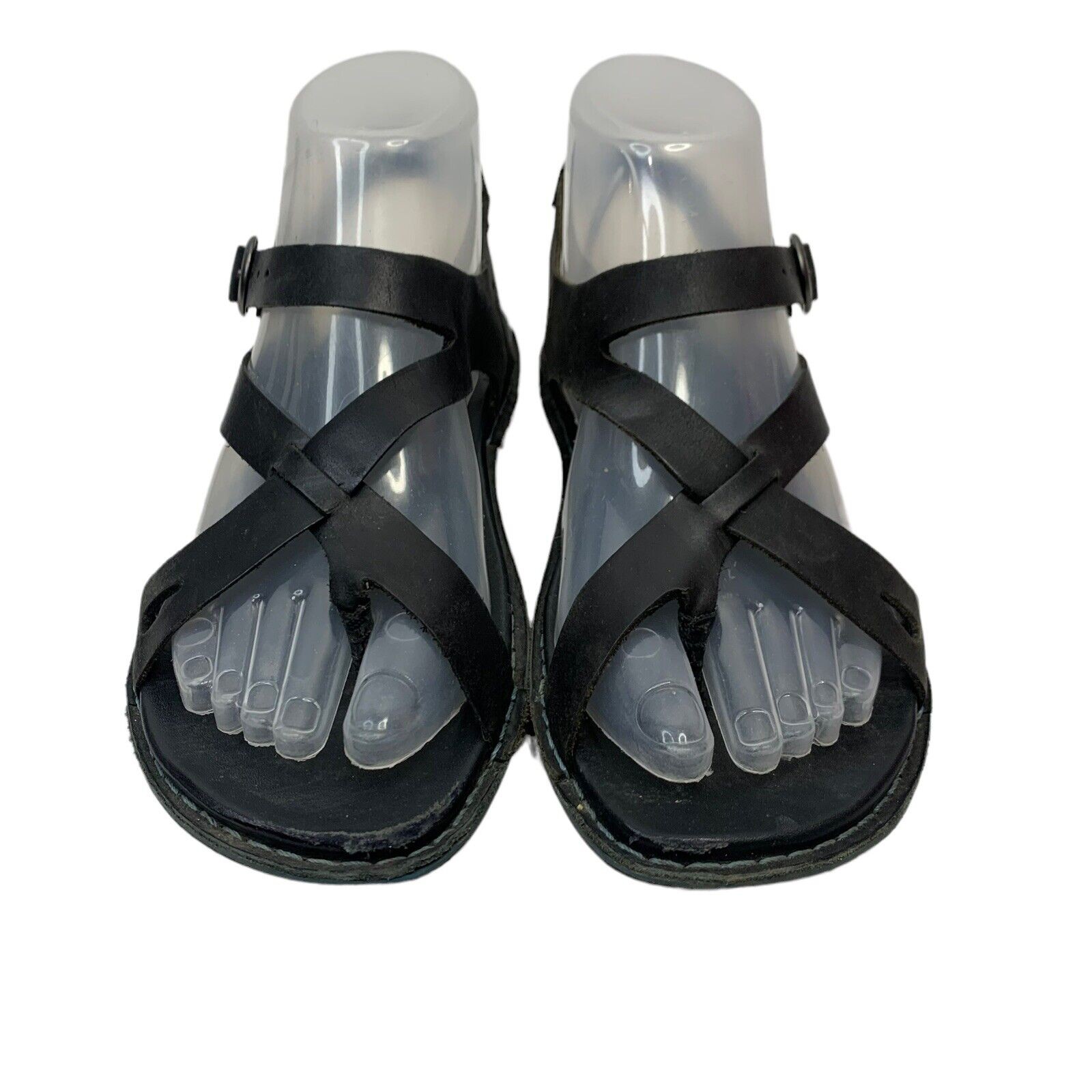 Sandali Keen taglia 6 tamburo alman pelle nera cinturino alla caviglia punta scarpe donna