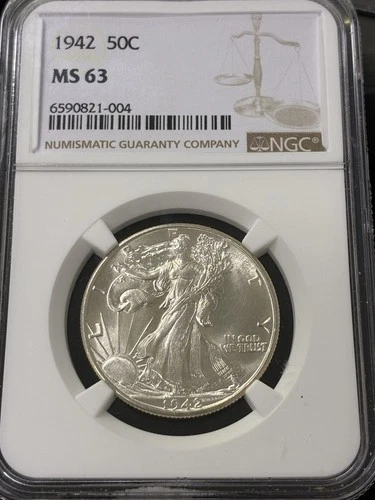 1942 WALKING LIBERTY HALF DOLLAR~NGC MS 63~
