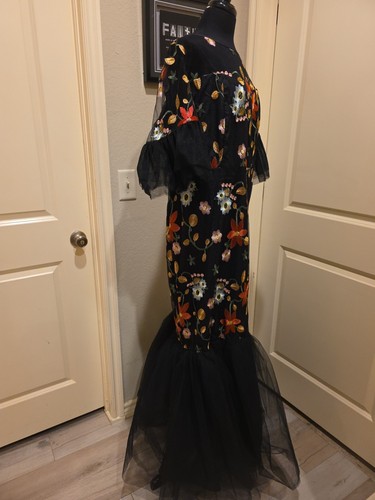 Abendkleid Größe 2X schwarz und mehrfarbig lang Meerjungfrauensaum - Bild 5 von 14