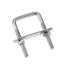 Square U-Bolts 35mm Inner Width Carbon Steel M6 with Nuts, Plate, Washers 4 Set